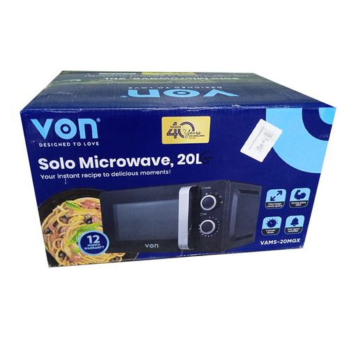 VON VAMS-20MGX - Manual Microwave Oven, Solo - 20L-Black(1YR WRTY)