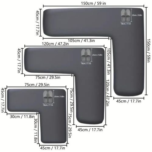 L-shaped household kitchen oil-absorbing and non-slip foot mat (150*150cm)