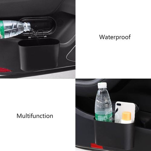 Flushrenic 2-piece mini car trash can with lid, small trash can, leak proof ABS trash can, car interior accessories, household trash can, suitable for cars and offices, with 30 garbage bags