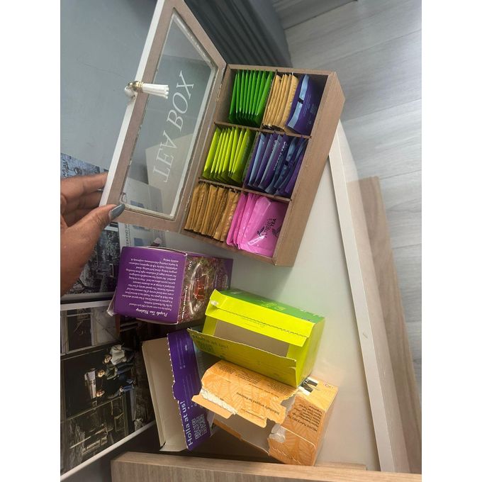 Wooden Tea Box Tea Bag Holder Tea Storage Box 6 Compartments Jewelry Case Tea Storage Organizer Tea Bag Box Tea Bag Organizer