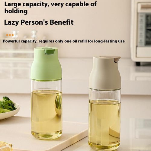 Leak proof glass with gravity nozzle 500ml oil pot - white