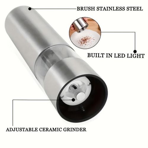 Electric Salt and Pepper Grinder Set Adjustable Coarseness Battery Powered Automatic Spice Mill
