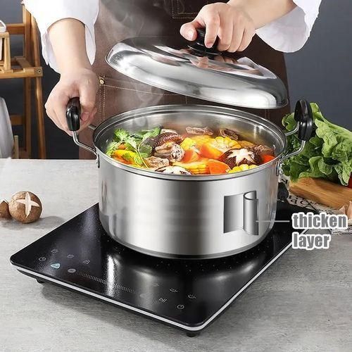 5-Piece Stainless Steel Cookware Set, Kitchen Cookware Set with Lids and Scald-Proof Handles, Suitable for All Stove Types Induction, Gas