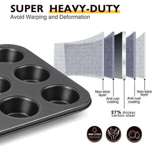 12-Cup Cupcake Non-stick Baking Pan Carbon Steel Muffin Tins Release Baking Pan
