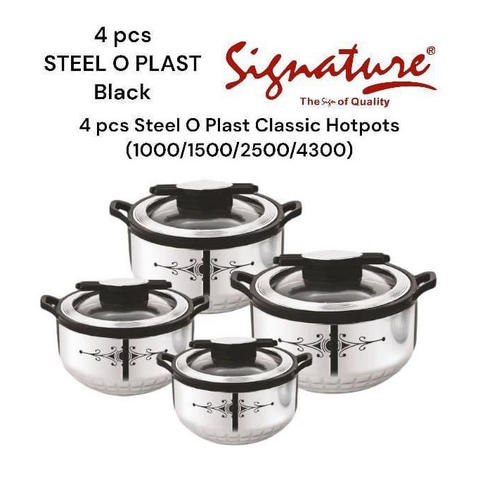 Signature 4 Pcs Steel O Plast Hotpots -(1000/1500/2500/4300)