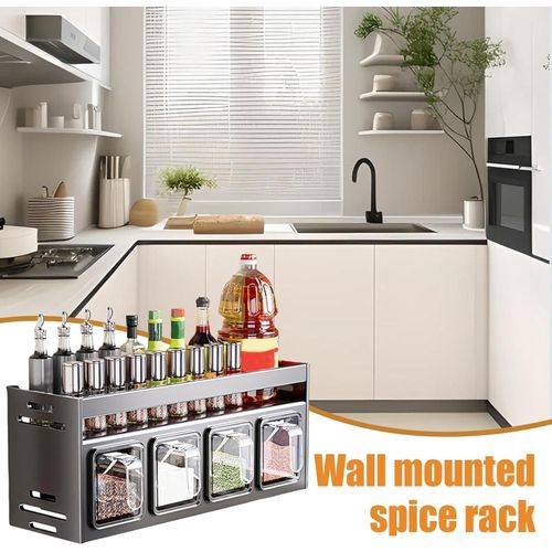 Wall-mounted spice rack, oil/salt/sauce/v-inegar/seasoning storage box