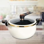 Mini Pressure Cooker 8L Fast Heating Pressure Cooker with Locking Handle Induction Cooker Non-stick Soup Pot - White