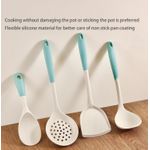 Flushrenic 4PCS Cooking Utensil Set, Heat Resistant Silicone Kitchen Cookware Utensils Set, Kitchen Cooking Tools Includes Turner, Spoon, Slotted spoon, Rice Spoon