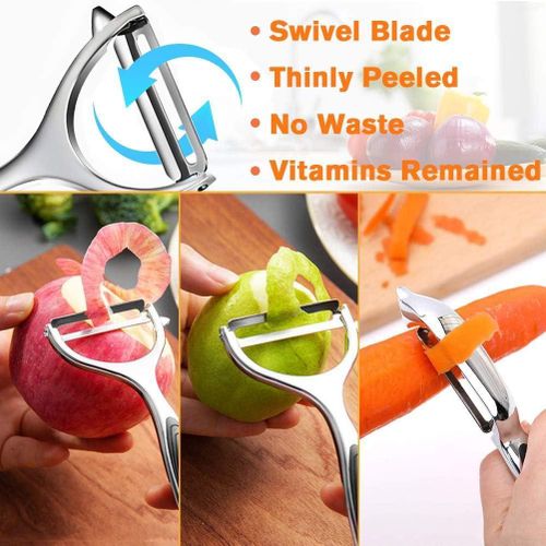 2 Pack Vegetable &amp; Potato Peelers | Y &amp; I Shape | Stainless Steel Blades | Ergonomic Non-Slip Handle | Dishwasher Safe | Fruit &amp; Veggie Peeler Set