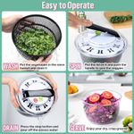 Flushrenic Salad Spinner,Fruit Washer,Vegetable Dryer,Lettuce Spinner,Salad Dryer for Washing, Spinning, and Draining Greens,with Bowl and Mesh Basket