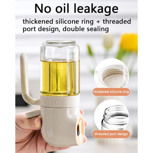 Flushrenic Oil Sprayer for Cooking, 8oz Refillable Portable Glass Olive Oil Dispenser Bottle, Kitchen Gadgets Accessories for Air Fryer, Salad, Frying (Yellow, 250ml)