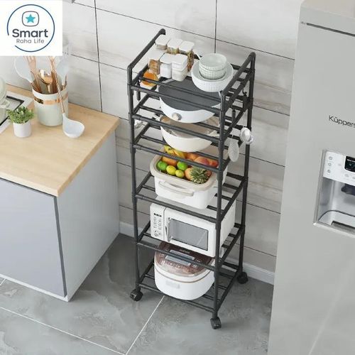 Smartraha life RahaLife Multifunctional Floor Standing Storage Rack Multi-Tier Kitchen Organizer for Microwave, Utensils Bathroom &amp; Home Use Sturdy Steel Shelf