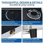 AILYONS GS005A-1, 2 Burner Glass Top Gas Cooker &amp; Infrared Double Burner  (1YR WRTY)