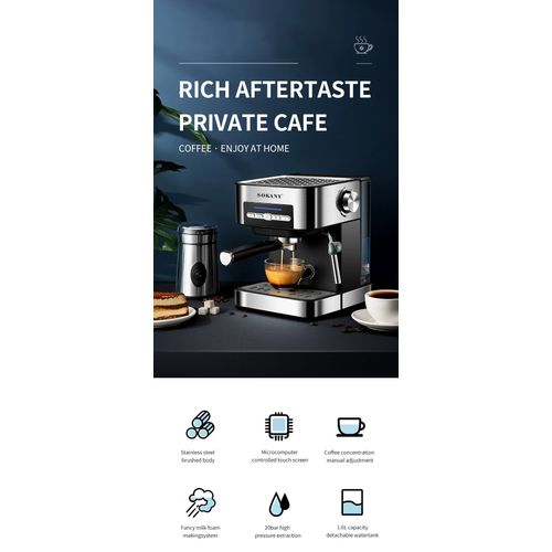 Sokany Espresso Coffee maker Machine, Espresso Machine, Espresso Maker 850W, Semi Automatic Espresso Machine, Barista Coffee Machine with Steam Pump, Cappuccino Latte Machine