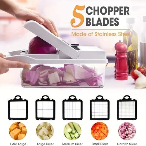 Black and white multifunctional 22 in 1 food chopper onion chopper vegetable slicer chopper vegetable chopper with 12 blades