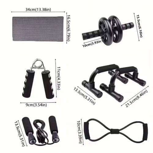 7 in 1 Home Gym Workout Kit Set Ab Wheel Roller Hand Grip Equipment Home