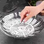 Folding Stainless Steel Steaming Tray Food Steamer Mesh Steamer Rack