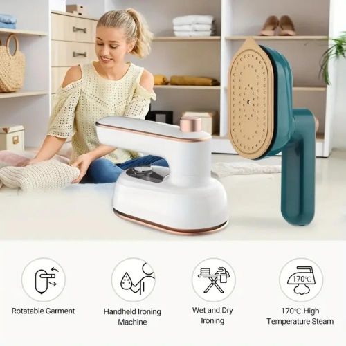 addigoes Portable Mini Iron &amp; Steamer: 2-in-1 All-in-One Garment Wrinkle Eraser for Travel &amp; Home Use（White）