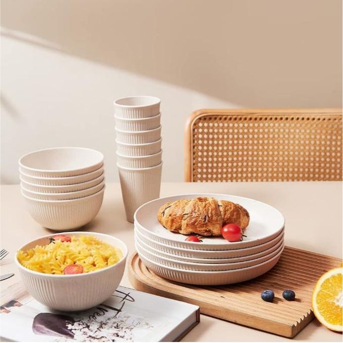 Unbreakable 18 Piece Wheat Dinner Set - Beige