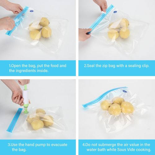 Inkbird Reusable Vacuum Storage Bags 3 Sizes with Hand Pump for Food Storage
