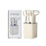 Knif Set with Block, 5 Piece Kitchen Knif Sets with Stainless Steel Knive Snips and Peeler for Veg Fruit Meat Steak