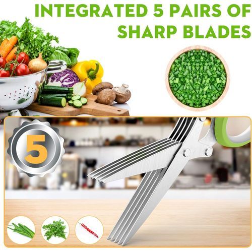 Kitchen Scissors, Five-Layer Scissors + Brush + Knife Cover
