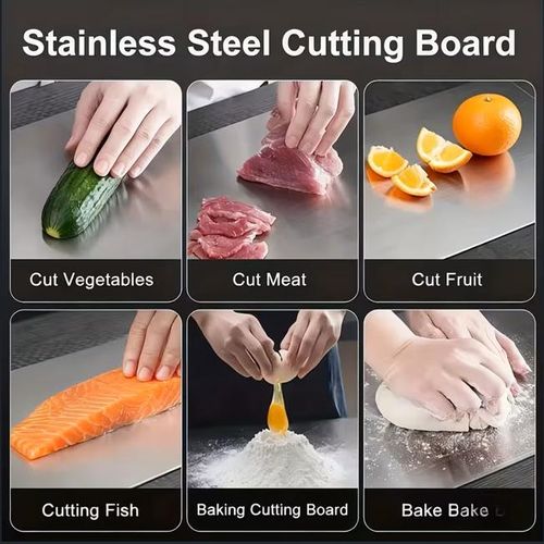 KnMn 34 x 24 CM Stainless Steel Cutting Board Double Sided Design, Household Use for Kitchen and Dining Room