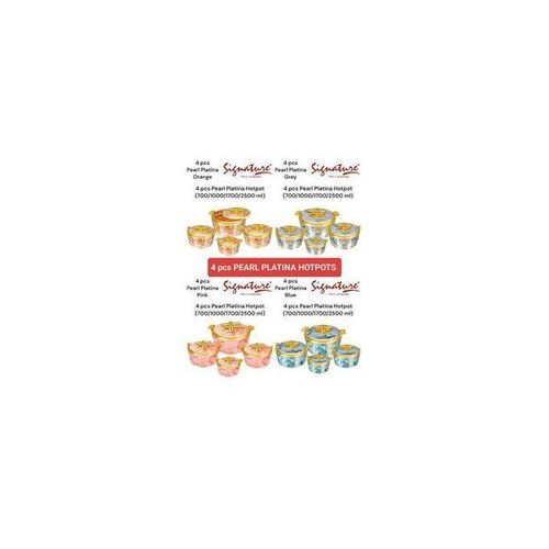 Signature 4 Pcs Pearl Platina Hotpots  (700/1000/1500/2500ml)