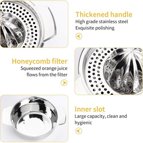 Stainless Steel Manual Citrus Juicer - Small Household Fruit Press for Lemon, Pomegranate, Orange &amp; Juice Extraction