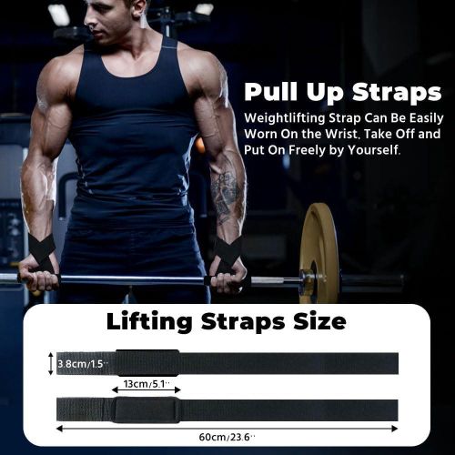 Flushrenic weightlifting,Lifting Wrist Straps, , Deadlift Straps with Padded Neoprene for Power Lifting, Bodybuilding, Gym Workout, Strength Training &amp; Fitness Workout, Resistance