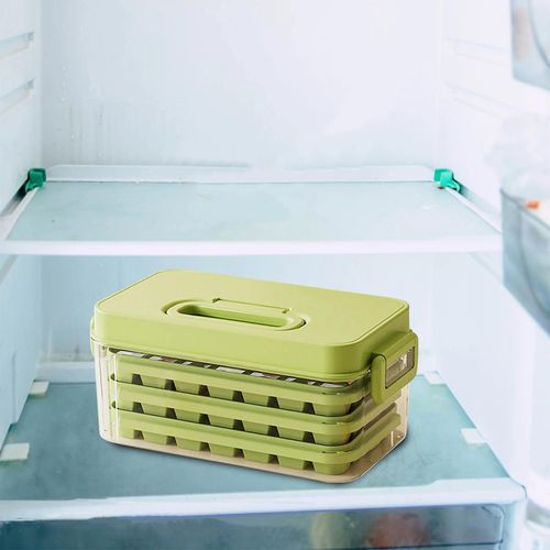 Ice Cube Trays with Lids, Scoop &amp; Ice Bucket 28/84 Pcs Portable Silicone Ice Cube Mold with Easy Pop Out Reusable Freezer Ice Box for Fridge (Green, 3 Layer(84 pcs))