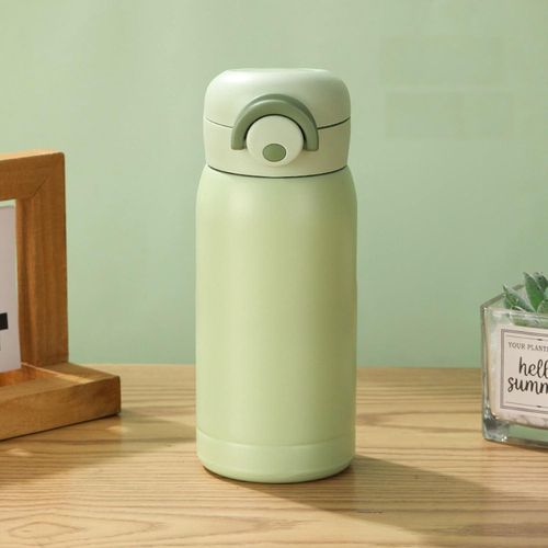 Flushrenic Mini Water Bottle,Thermal Cup With Snap Flip Lid Leak Proof,Cute Insulated Stainless Steel Bottle For Hot &amp; Cold Drink,BPA Free,Perfect for Coffee,beverage,Water,Tea (Green, 350ml)