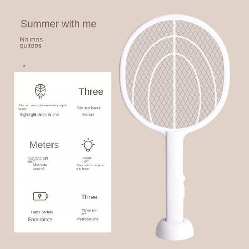 2-in-1 Electric Mosquito Swatter &amp; Lamp – Rechargeable Insect Repellent with Triple Safety Mesh, LED Indicator, Anti-Shock Design for Night Use