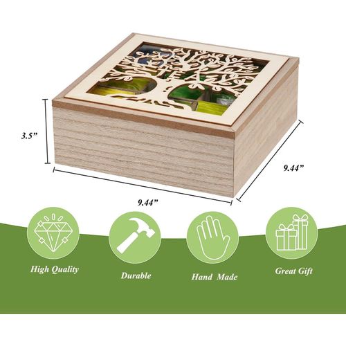 Handmade Wooden Family Tree Tea &amp; Coffee Organizer – Rustic Kitchen Storage