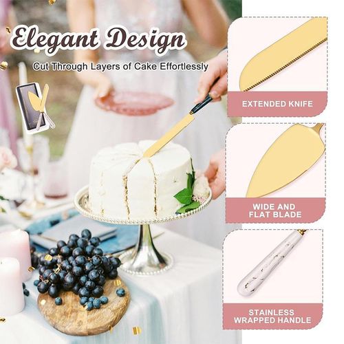 Cake Knife and Server Set - 2 Pcs Stainless Steel Cake Pie Pastry Servers Cake Cutting Set