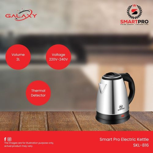 Smart Pro SKL-816 Electric Kettle, 2L, 1500W - Silver/Black