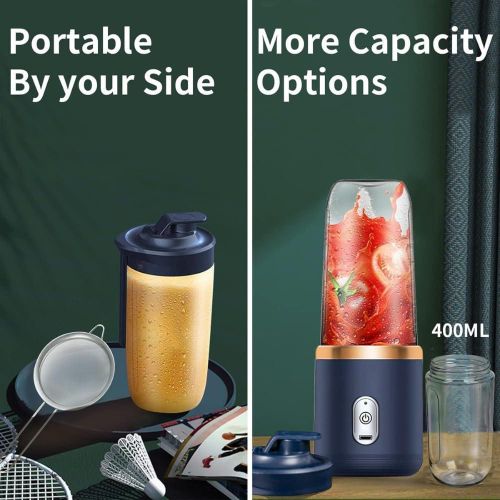 Personal Blender for Shakes &amp; Smoothies, 400ml – 2 To-Go Portable Cups &amp; Lids, Easy Clean, High-Speed Mixer for Juices, Kitchen, Baby Food – Powerful Motor, Safe Double Tap