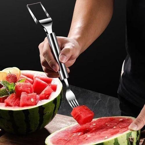 Flushrenic Fruit fork,Watermelon spoon,2-in-1 Stainless Steel Fruit Cutter 3 Pcs