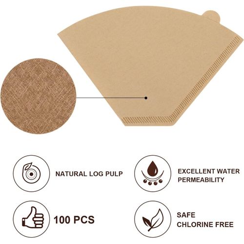 Disposable Coffee Paper Filters, 100 Pcs Cone Replacement Filter