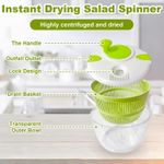 Salad Spinner, Vegetable and Fruit Washing Dryer, Lettuce Spinner – 5L Large Capacity, Green, Easy to Use and Clean