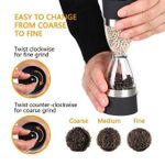 2-in-1 Dual Chamber Pepper Grinder – Black &amp; Silver, Adjustable Coarseness