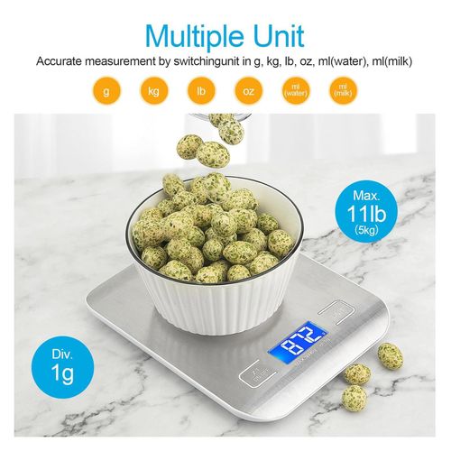 TodyJeyHo Food Kitchen Scale, Digital Grams and Ounces for Weight Loss, Baking, Cooking, Keto and Meal Prep, LCD Display, 304 Stainless Steel