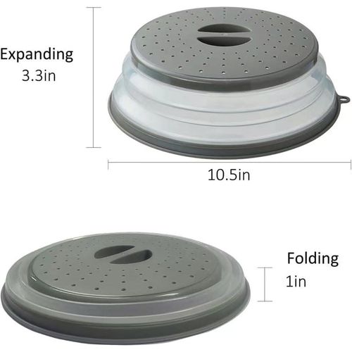 Collapsible Microwave Splatter Cover &amp; Colander - BPA-Free, Vented Lid with Hook Hole, Dishwasher Safe (1 Pack)