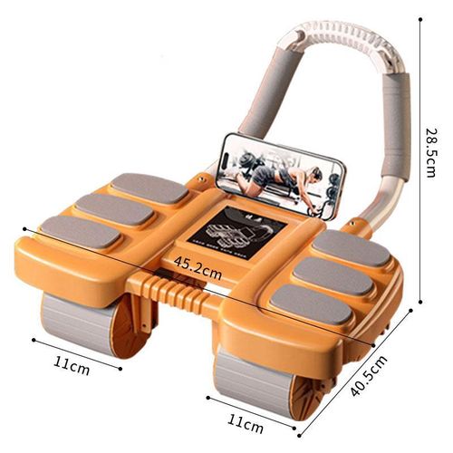 Ab Wheel Roller with Elbow Support - Automatic Rebound Abdominal Wheel Roller, The Upgraded Four-wheel Abdominal Wheel Core Workout Equipment Home Gym Abs Machine(Orange)