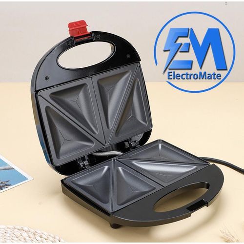 Em ElectroMate Sandwich Maker Toaster 2-Slice Non-Stick 750W Black SM01 (1YR WRTY)