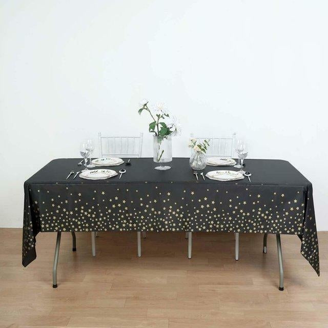 SXCHEN Black Star Party Disposable Plastic Tablecloth