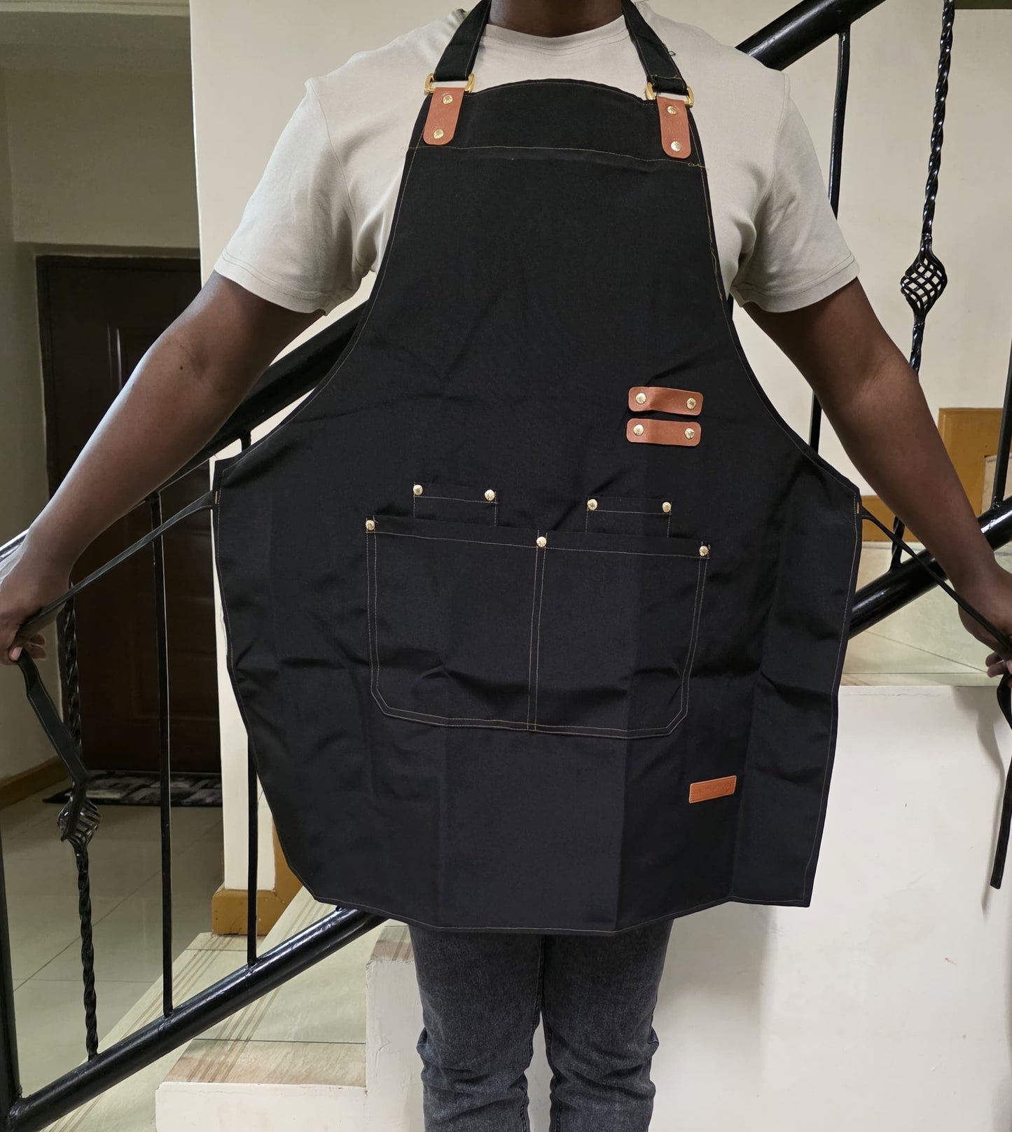 Canvas Cross Back Chef Apron | Adjustable Straps & Large Pockets Kenya