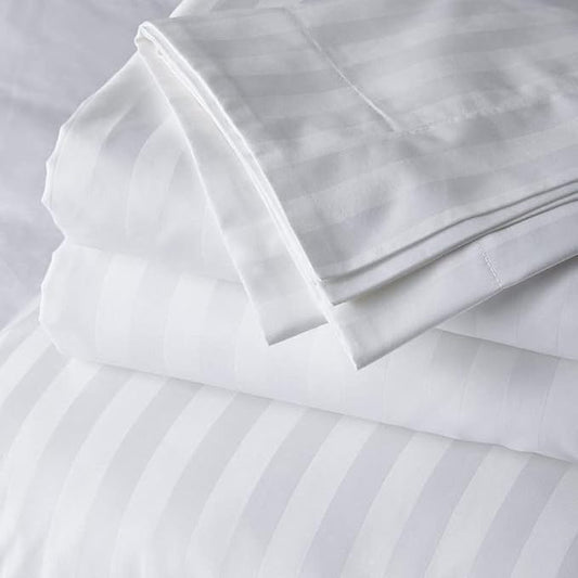 4 Pieces White Stripped Bedsheet