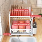 TodyJeyHo Double-layer kitchen countertop dish rack with cutlery holder