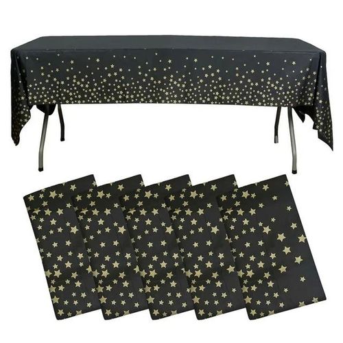 SXCHEN Black Star Party Disposable Plastic Tablecloth